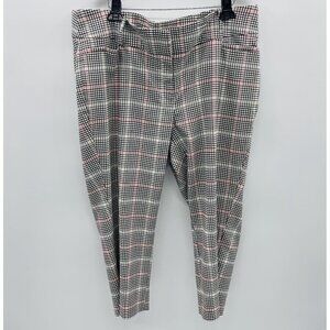 Lane Bryant Womens Plus Size 20 Plaid Print Stretch Capri Dress Pants in Tan